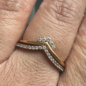 Pandora wishbone rings- stack of two size 58